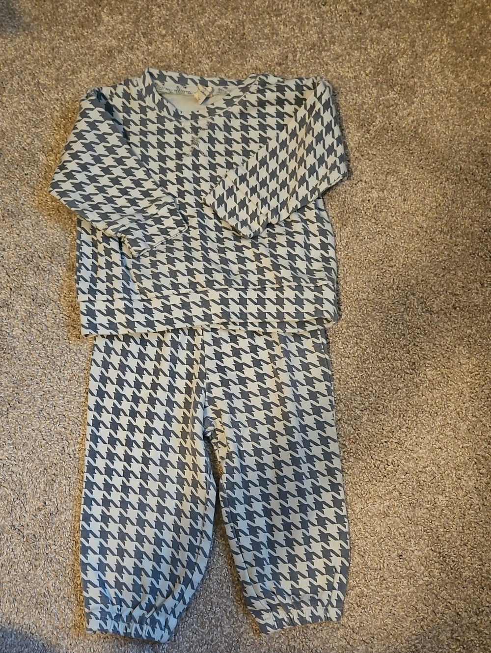 Kate Quinn Cotton Houndstooth Lounge Set Blue 12-18M Outfit